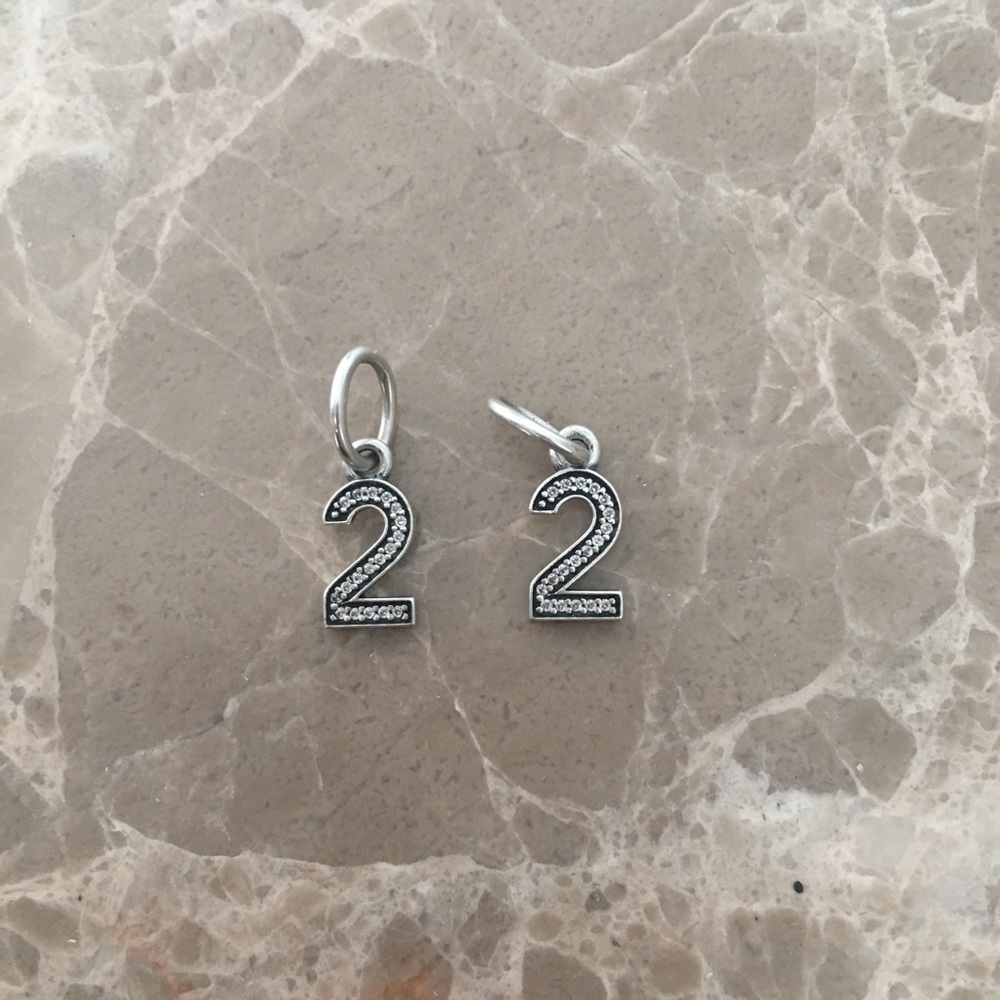 For 1: Pandora Number 2 Silver Dangle Charm